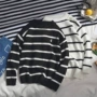 Áo len mùa thu đông đẹp trai t phiên bản Hàn Quốc của cặp đôi áo len nam thương hiệu thủy triều chic hoang dã dòng áo len sọc đen trắng áo hoodie nam