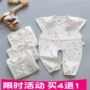 Sơ sinh Mùa Hè Bé Onesies 0-3-6 Tháng Nam Giới và Phụ Nữ Bé Mỏng Haber Ngắn Tay Áo Bông Mở Leo Phù Hợp Với body dài tay bé trai