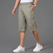 Đàn ông trung niên mùa hè quần âu trung niên quần mùa hè cotton lỏng quần nam quần rộng kích thước nhiều túi bảy quần