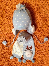 Комплект из двух частей 圣诞 爱的热浪儿童帽子围巾两件套圣诞秋冬保暖帽子线帽护耳帽