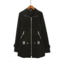 Mùa thu màu đen dây kéo áo gió Hàn Quốc phiên bản đi lại giản dị eo mỏng phần áo gió màu đen giảm béo áo khoác nữ áo gió mẫu áo khoác nữ đẹp