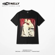 Ulzzang net red gốc retro triều thương hiệu giản dị ngắn tay couple t-shirt màu đỏ cao đường phố nam giới và phụ nữ dấu ấn