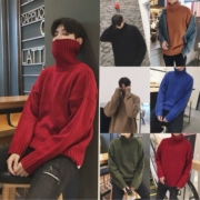 2018 mùa đông màu rắn dày của nam giới cao cổ áo len Hàn Quốc phiên bản của tự trồng ấm áo len giản dị dài tay áo khoác thủy triều