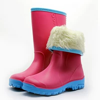 Giày mưa mùa đông ấm áp cho nữ ủng đi mưa cao cổ