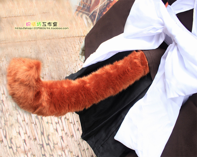 taobao agent Perverted Prince and Non -Smile Cosplay Anime Little Douzi Coffee Colored Long Hair Black Tail/Ear