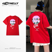 Nhật bản T-Shirt Tide thương hiệu cotton ngắn tay nam retro couple t-shirt vòng cổ vũ khiêu vũ mùa hè người đàn ông mới và phụ nữ