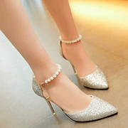 Giày cao gót nữ 2019 xuân mới đính cườm mũi nhọn của phụ nữ giày thủy triều với giày đơn phiên bản Hàn Quốc của giày hoang dã