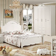 Nội thất phòng ngủ thiết lập kết hợp sáu bộ của nội thất phòng ngủ gỗ rắn Châu Âu mục vụ cửa trượt tủ quần áo trắng