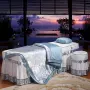 Cao cấp đặc biệt vẻ đẹp giường bao gồm bốn bộ đồng bằng tính khí đơn giản hàng loạt massage giường bao gồm bốn bộ màu trắng và màu xanh tùy chỉnh mới ga trải giường gội đầu