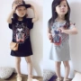 [Đặc biệt hàng ngày] mùa hè trẻ em hổ đầu dài t- shirt váy Hàn Quốc phiên bản của thủy triều quần áo cô gái in váy váy xinh cho bé