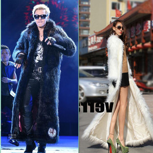Mới giả lông thú áo khoác siêu dài con cáo lông áo dài áo gió áo choàng mỏng người đàn ông và phụ nữ thủy triều áo