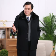 Áo len nam trung niên và áo len mùa thu và áo khoác mùa đông áo len ngắn phần lông cổ áo trung niên nam phù hợp với doanh nghiệp