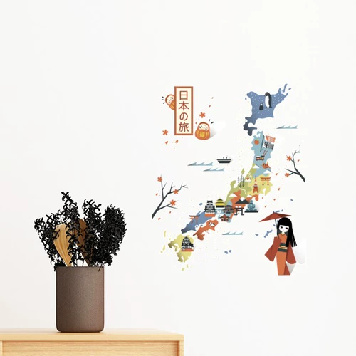 Японская карта на стену, школьная наклейка, украшение, съемные наклейки