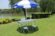 Nhôm bàn cà phê và ghế với ô mặt trời ngoài trời vườn đặt đồ gỗ ngoài trời kết hợp bàn ghế ghế giải trí
