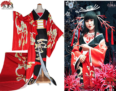 taobao agent April 1st, the spiritual event book, Ichihara Tuizi cosplay coral makeup kimono nipple red women's clothing customization