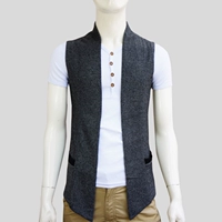 Mùa xuân và mùa hè mỏng của nam giới không tay cardigan vest vest cá tính Hàn Quốc hoang dã đan áo khoác nam bên ngoài vest áo len kiểu hàn quốc