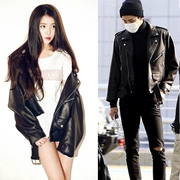2018 ngôi sao mới với cùng một đoạn da phụ nữ lỏng BF Hàn Quốc phiên bản của xe gắn máy áo khoác quá khổ áo khoác chic cổng gió