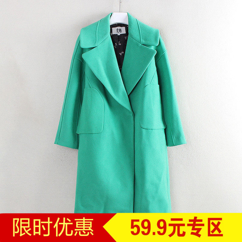 Mùa thu loạt thương hiệu giảm giá cắt nhãn mùa đông phụ nữ ve áo đoạn dài đơn giản linh hoạt áo len c5875