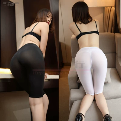 冰丝5分超薄打底裤透明紧身裤开档性感老公免脱户外透视-淘宝网