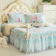 Non-slip giường váy mảnh duy nhất cotton đôi ren trải giường cotton Simmons bảo vệ bìa Hàn Quốc công chúa tấm ga trải giường