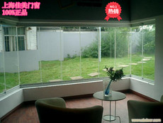 Балконное окно 上海佳美门窗厂家直销铝合金窗户隐形全景折叠推拉无框玻璃封阳台