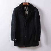 GZM quầy đích thực mùa thu và mùa đông màu đen và màu xám len phù hợp với cổ áo len len áo khoác nam cotton ấm áo len