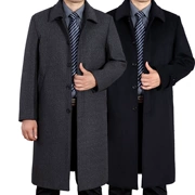 Áo khoác len nam trung niên dày áo len của cha trung niên áo len siêu dài cộng với áo khoác nhung