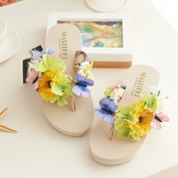 Пляжные тапочки, обувь на платформе, сланцы, нескользящие оригинальные сандалии, в цветочек