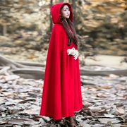 Phong cách Trung Quốc mùa thu và mùa đông mới lớn màu đỏ kích thước lớn phần dài con lắc lớn áo choàng áo khoác quần áo phụ nữ - Áo khoác dài