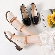 Harajuku phong cách Nhật Bản hoang dã vòng nông miệng giày phẳng nữ mùa hè mới England retro dày với thấp để giúp đôi giày nhỏ