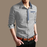 Mùa xuân và mùa thu Áo sơ mi nam dài tay 2017 Mới Slim Xu hướng Hàn Quốc Kinh doanh Trang phục thường ngày Quần áo nam các kiểu áo công sở de thương