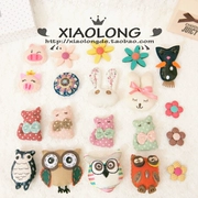 Hàn quốc cao cấp thêu bông và vải lanh handmade dễ thương owl flowers động vật nhỏ nam giới và phụ nữ jewelry pin trâm