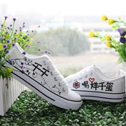 TFBOYS giày vẽ tay Wang Junkai Wang Yuan Yi Qian Qian TF gia đình thấp để giúp vải ren sinh viên nam nữ