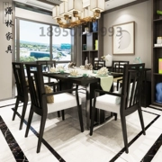 Nguồn nội thất rừng hiện đại tối giản đồ nội thất mới Trung Quốc bàn ăn gỗ rắn và ghế kết hợp một bàn sáu ghế 1,5 mét bàn ăn - Bộ đồ nội thất