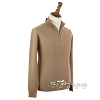 Một hàng hóa sang trọng phù hợp tinh khiết cashmere của người đàn ông thỏi dày dây kéo nửa cao cổ áo thời trang giản dị áo thun quần jean nam ống rộng