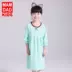 Váy ngủ cha mẹ trẻ em cotton trẻ em mùa xuân và mùa thu đồ ngủ cổ tròn xù túi dịch vụ nhà xác thực 60431 đồ bộ kiểu Cha mẹ và con