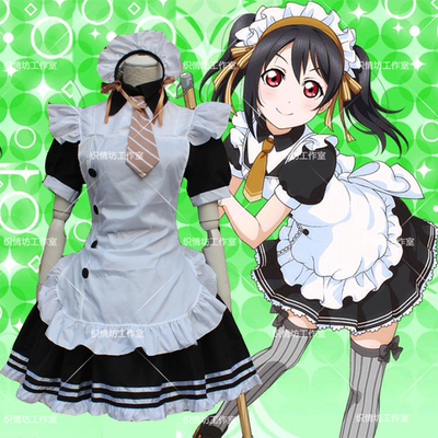 taobao agent New COSPLAY Anime Costume Love Live September SR Card Sikoazenica COS Black and White Maid Clothing