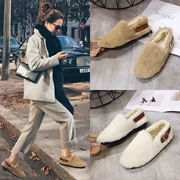 Mùa đông 2018 mới giày đế thấp giày nữ bằng vải cotton phẳng với microfiber 2018 đế chống thấm nước mùa đông phẳng
