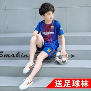 Trẻ em của quần áo bóng đá phù hợp với bé trai đào tạo phù hợp với mùa hè trường tiểu học trai Barcelona Brazil 2018 World Cup jersey