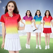Trang phục cầu lông cho phụ nữ váy phù hợp với mùa hè áo thun ngắn tay quần áo quần vợt nữ thể thao - Trang phục thể thao