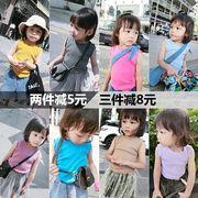 Trẻ em vest nhỏ nữ bé mùa hè màu rắn cơ sở vest cotton áo T-Shirt mùa hè thoáng khí mỏng vest