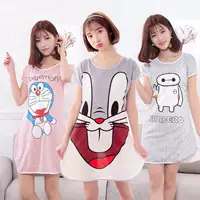 9.9 đặc biệt cung cấp phụ nữ mùa hè phần mỏng đồ ngủ dễ thương cartoon nightdress dress lỏng nhà thường dịch vụ váy ngủ mùa đông