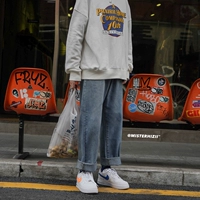 Осенние ретро прямые свободные джинсы, штаны, в корейском стиле, подходит для подростков