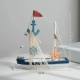 Trang trí mô hình tàu buồm Địa Trung Hải để làm thủ công cũ thuyền vỏ màu xanh và trắng thuyền nhà phòng khách trang trí phòng ăn trang trí