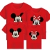 Một gia đình gồm ba trang phục Mickey cha mẹ và trẻ em Mickey Mickey mùa xuân bốn chiếc áo len mùa xuân và mùa thu mẹ và con áo thun ngắn tay màu đỏ - Trang phục dành cho cha mẹ và con Trang phục dành cho cha mẹ và con