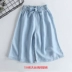 Quần bé gái cotton mỏng của Tencel quần ống rộng cạp cao trẻ em quần ống loe phiên bản Hàn Quốc của quần short bé trai 7 điểm quần jeans - Quần jean Quần jean