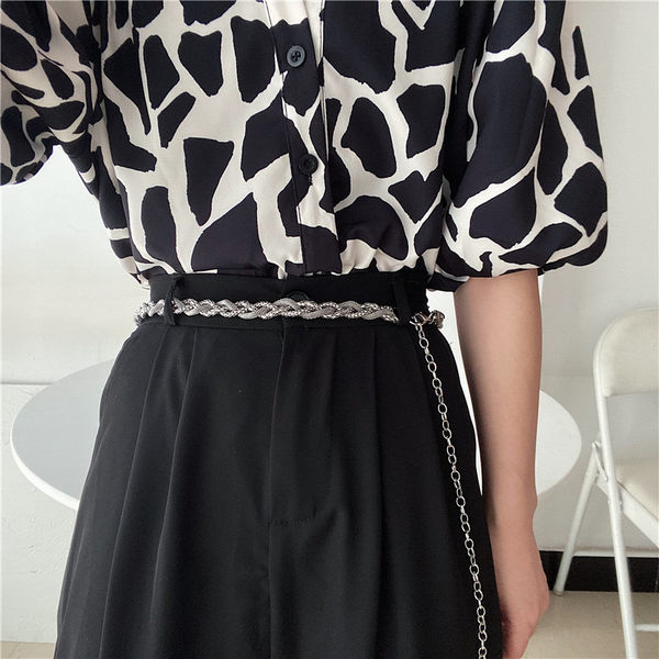 Ретро металлическая брендовая цепочка, летние модные универсальные джинсы, рубашка, ремень, европейский стиль