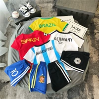 Trẻ em vừa và nhỏ quần áo cậu bé mùa hè 2018 mới ngắn tay áo + quần short World Cup thể thao và giải trí thiết lập hai mảnh phù hợp với váy trẻ em hàn quốc