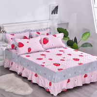 Khăn trải giường bằng vải cotton đơn mảnh dày trẻ em chống trượt màu hồng phiên bản Hàn Quốc của cotton 1.2 m 1.5m1.8 - Váy Petti ga giường có viền