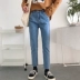 Quần jeans đen nữ đầu thu phiên bản Hàn Quốc của eo cao hoang dã hoang dã mỏng manh co giãn chín điểm quần thẳng quần áo nữ đẹp Quần jean